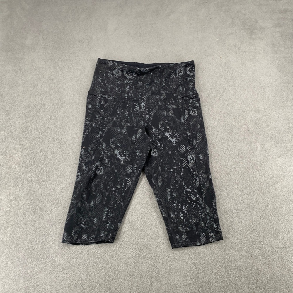 Tuff Athletics Womens Black Snakeskin Print High Waist Crop Leggings Small 6788